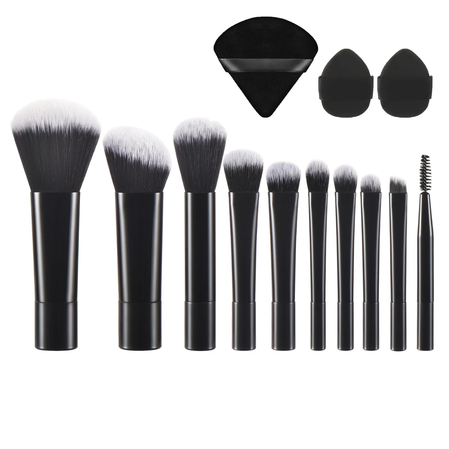 مجموعة فرش مكياج صغيرة من LuxuryGlow، 10 ألوان، مجموعة سفر محمولة مع إسفنجة وأدوات