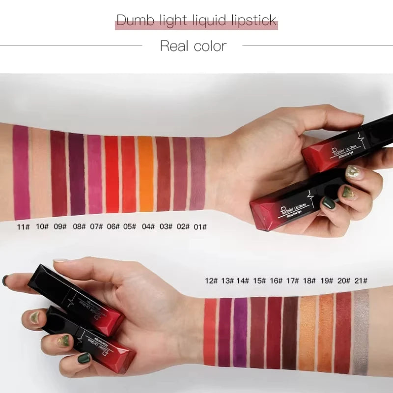 Lápiz labial líquido mate de larga duración LuxuryGlow de 17 colores: crema labial resistente a las manchas