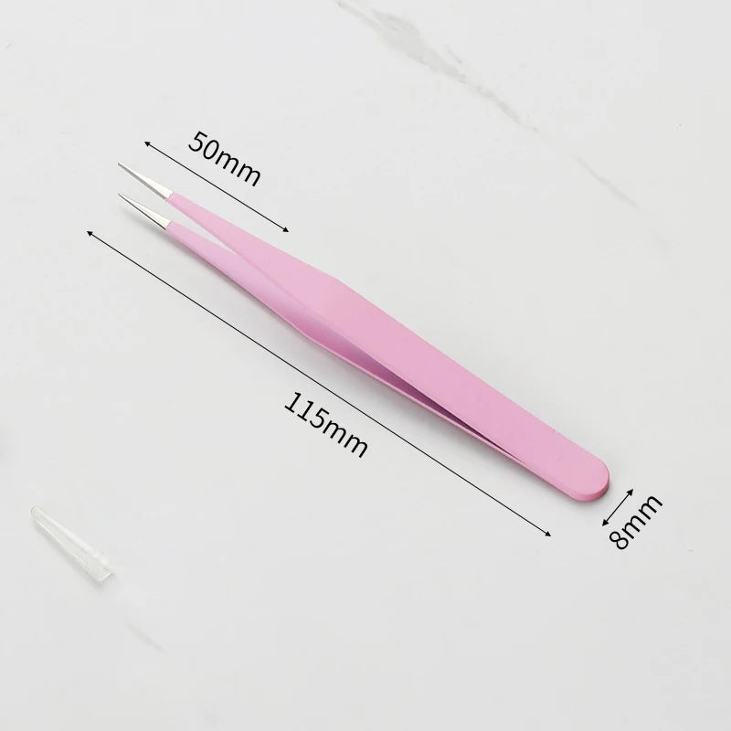 LuxuryGlow Macaron Color Eyelash Tweezers – Stainless Steel Precision Tool for Nail Art, Stickers & DIY Crafts