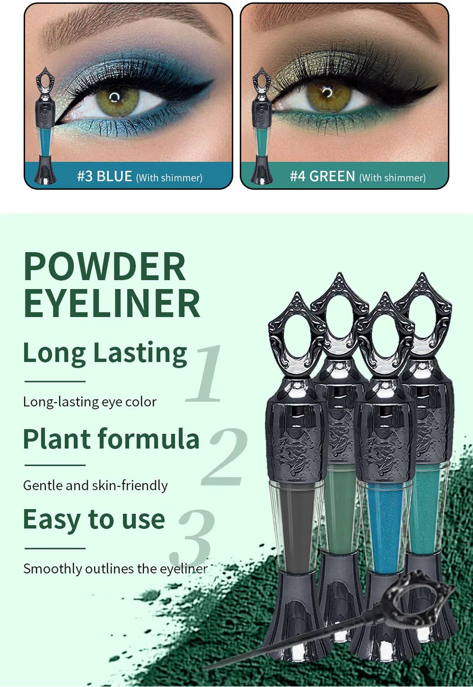 LAKERAIN 4-Color Powder Eyeliner Stick – Waterproof, Smudge-Free & Long-Lasting