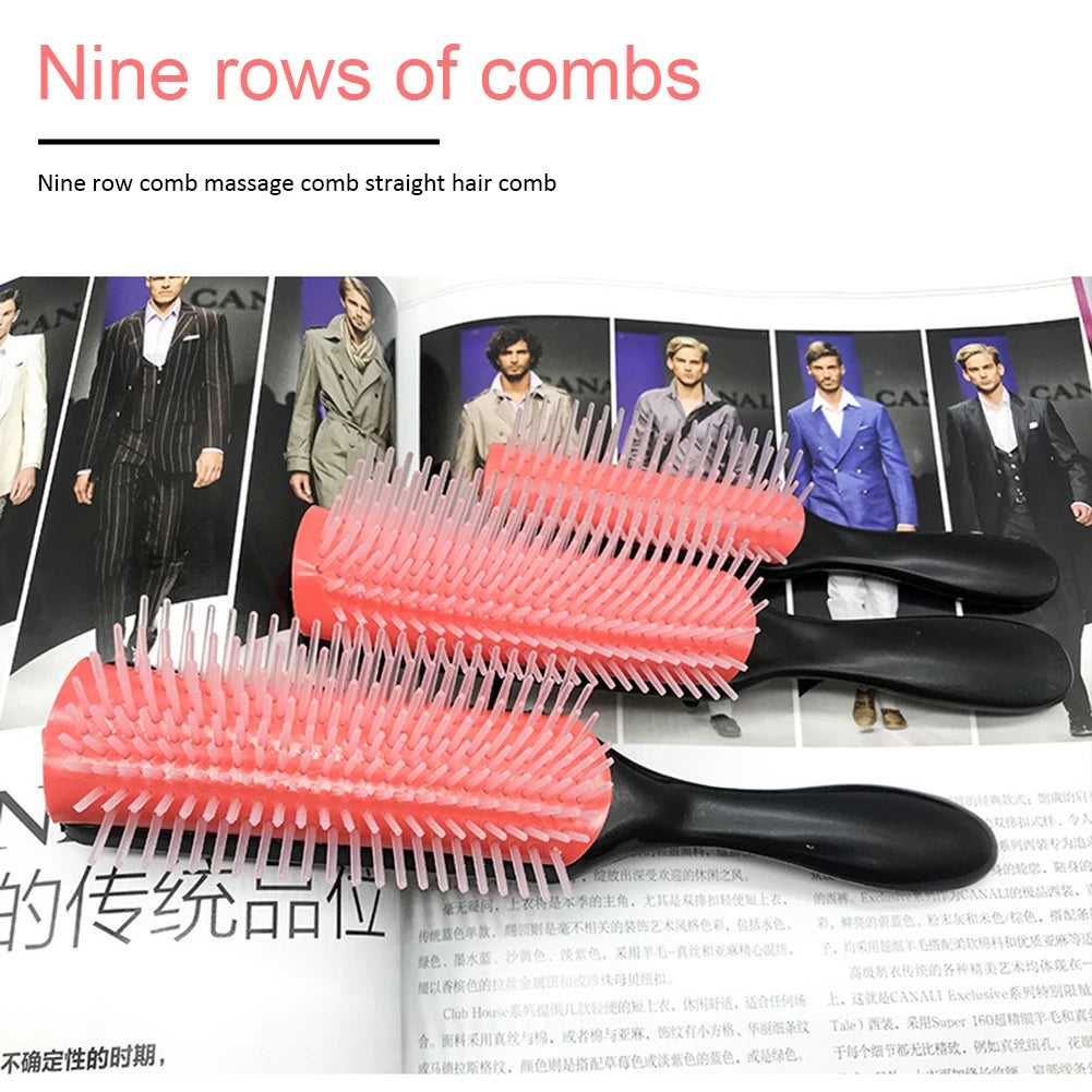 APWIKOGER 9-Row Detangling Hair Brush – Wet & Curly Hair Detangler with Scalp Massager