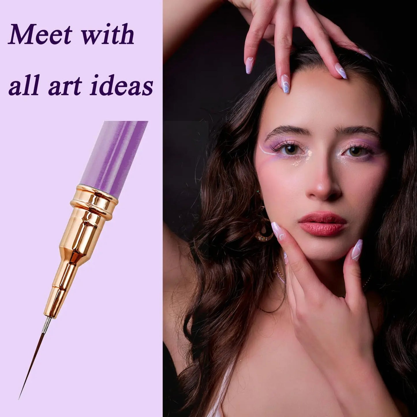Juego de 5 pinceles delineadores para uñas LuxuryGlow YIKOOLIN: pinceles de gel UV para uñas francesas y diseño de uñas artísticas.