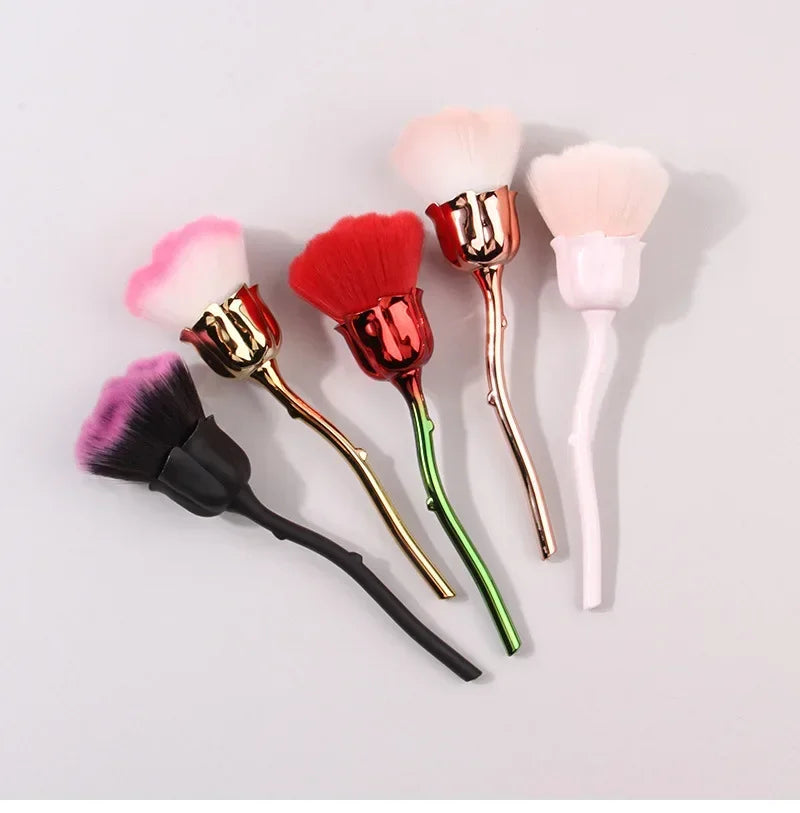 RUZOFO Black Rose Shaped Loose Powder Makeup Brush – Soft Face & Nail Dust Tool