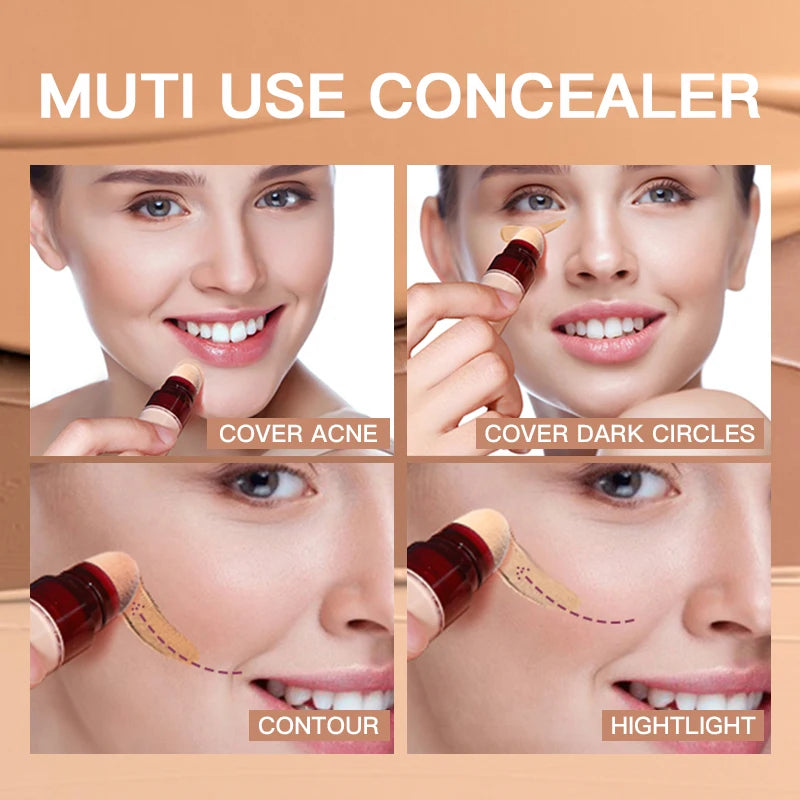 USHAS 12-Color Liquid Concealer with Rotating Sponge – Lightweight, Long-Lasting & Moisturizing Foundation