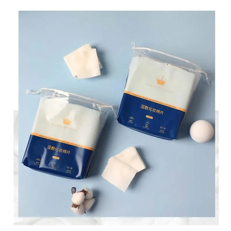 LuxuryGlow 200PCS Wet Cotton Stretch Pads | Disposable Makeup Remover & Mask