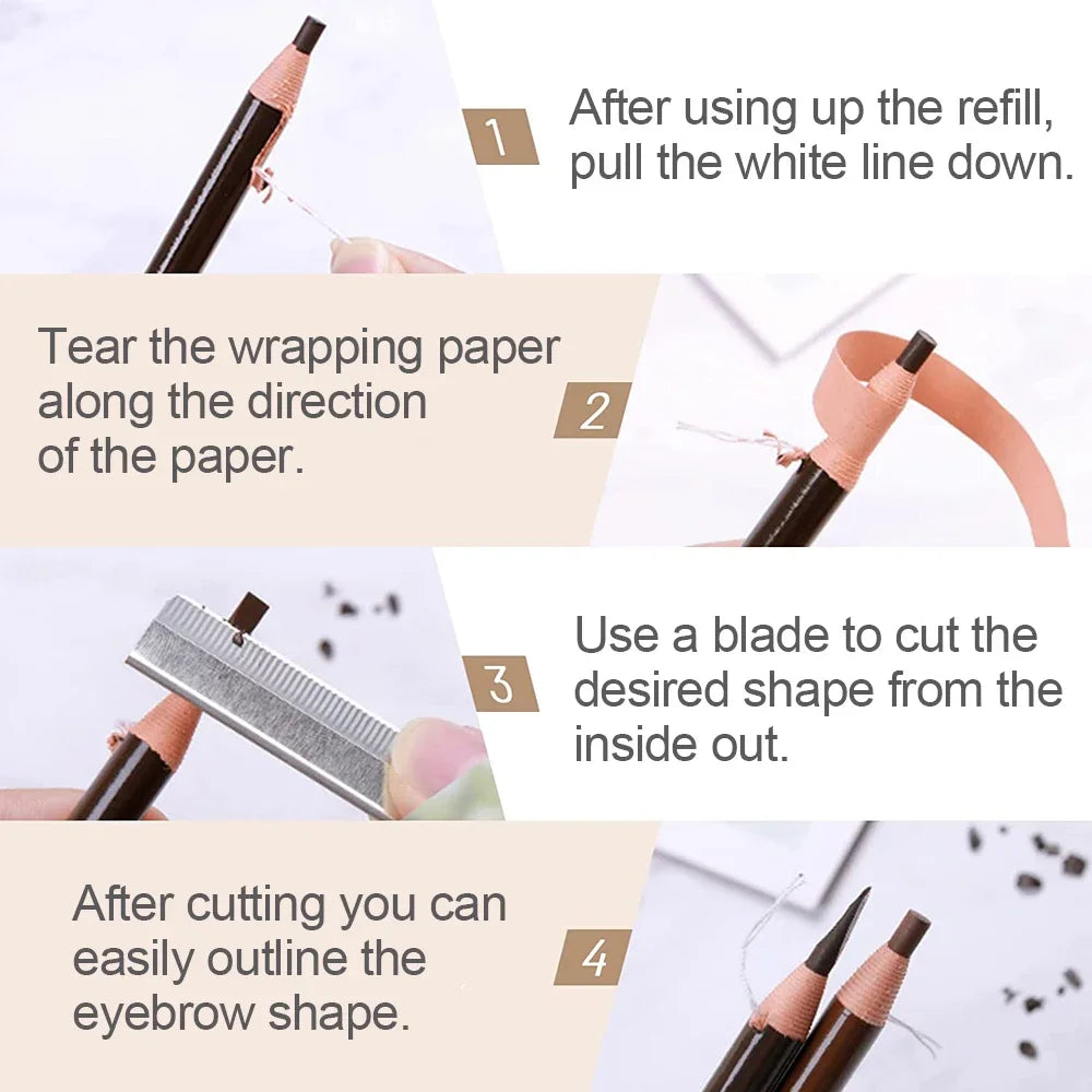 LuxuryGlow 5pcs Professional Microblading Eyebrow Pencil Set — Waterproof & Long-Lasting