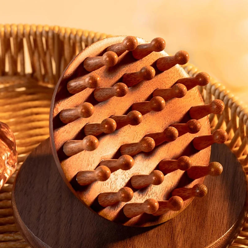 AQTOCNA Multi-Functional Wooden Scalp & Body Massage Comb – Sandalwood Guasha Therapy Tool