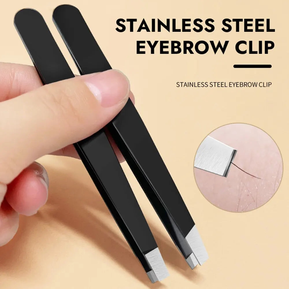 GECOMO Stainless Steel Eyebrow Tweezer – Slant & Flat Tip for Precision