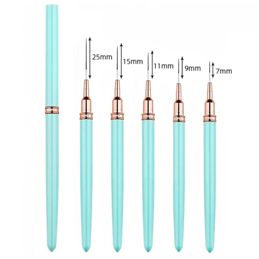 Juego de 5 pinceles delineadores para uñas LuxuryGlow YIKOOLIN: pinceles de gel UV para uñas francesas y diseño de uñas artísticas.