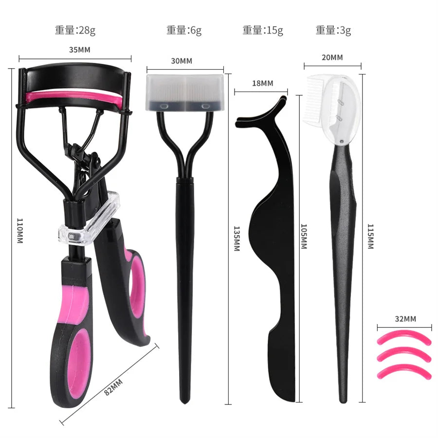 Ouriner Dual-Color Eyelash Curler & Trimming Kit – 5pcs Stainless Steel Set