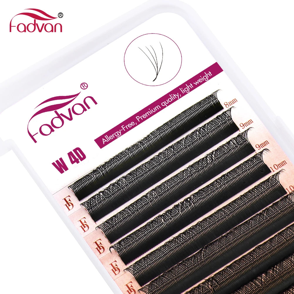 FADVAN 4D W-Shaped Eyelash Extensions – C/D Curl, Premade Volume Fans