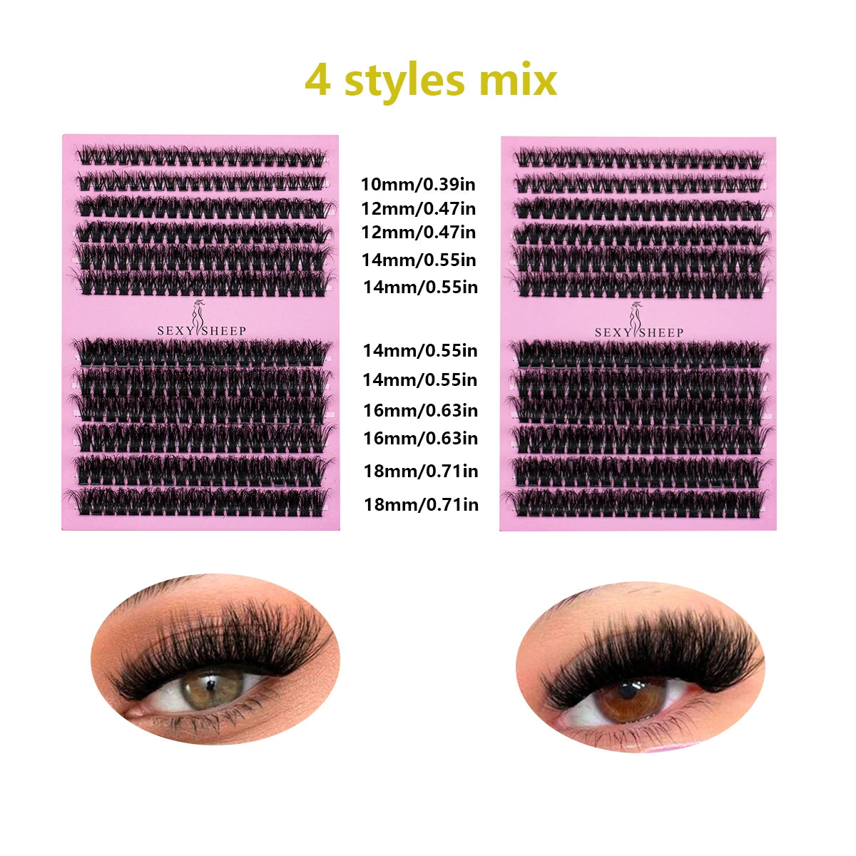 SEXYSHEEP DIY Eyelash Extension Kit with Glue, Remover, Lash Brush & Tweezers – Natural Cluster Lashes for Salon-Style Look at Home