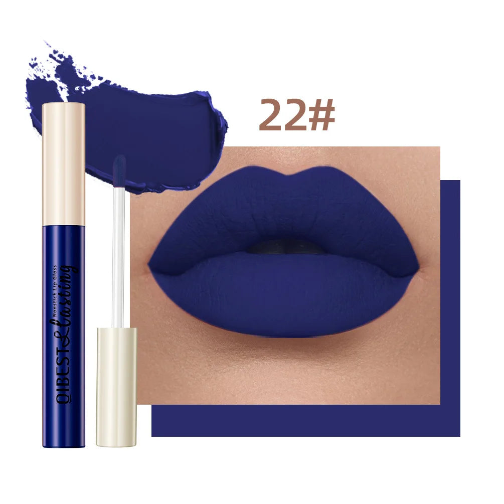 Labial líquido mate QiBest: duradero, resistente a las manchas y con acabado aterciopelado.