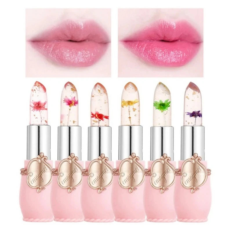 Juego de 6 labiales LuxuryGlow Flower Jelly: brillo duradero que cambia de color