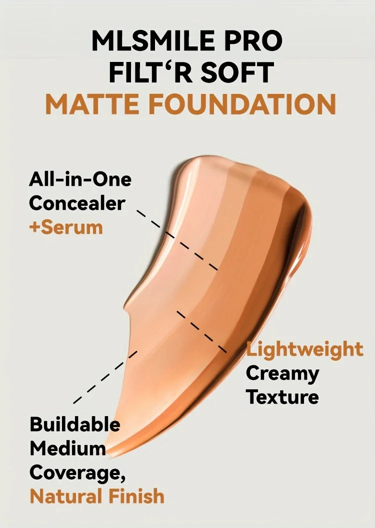 Base de maquillaje líquida y corrector 2 en 1 MLSMILE: cobertura total, resistente al agua, hidratante