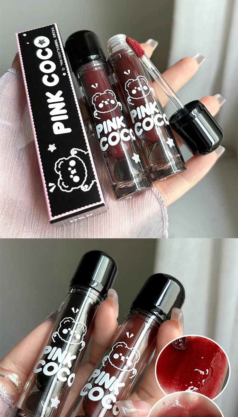 PINKCOCO Mirror Lip Glaze: brillo nude de larga duración con brillo iluminador