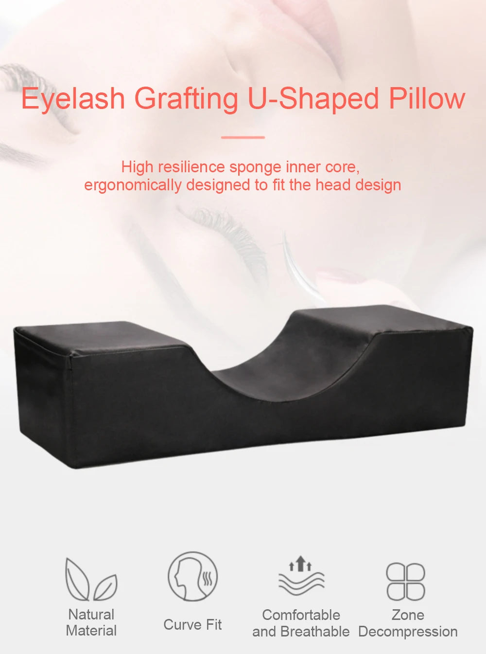 GUGCGV Ergonomic U-Shaped Eyelash Extension Pillow for Salon & Home Use