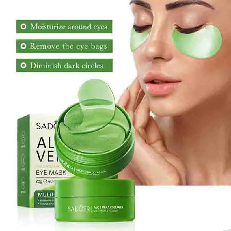 SADOER Aloe Vera Collagen Eye Masks | 60pcs Anti-Dark Circle & Puffiness Patches