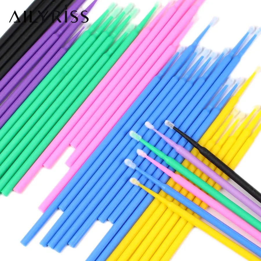 AILYRISS 100PCS Disposable Micro Eyelash Brushes – Precision Applicators for Lash Extensions & Removal
