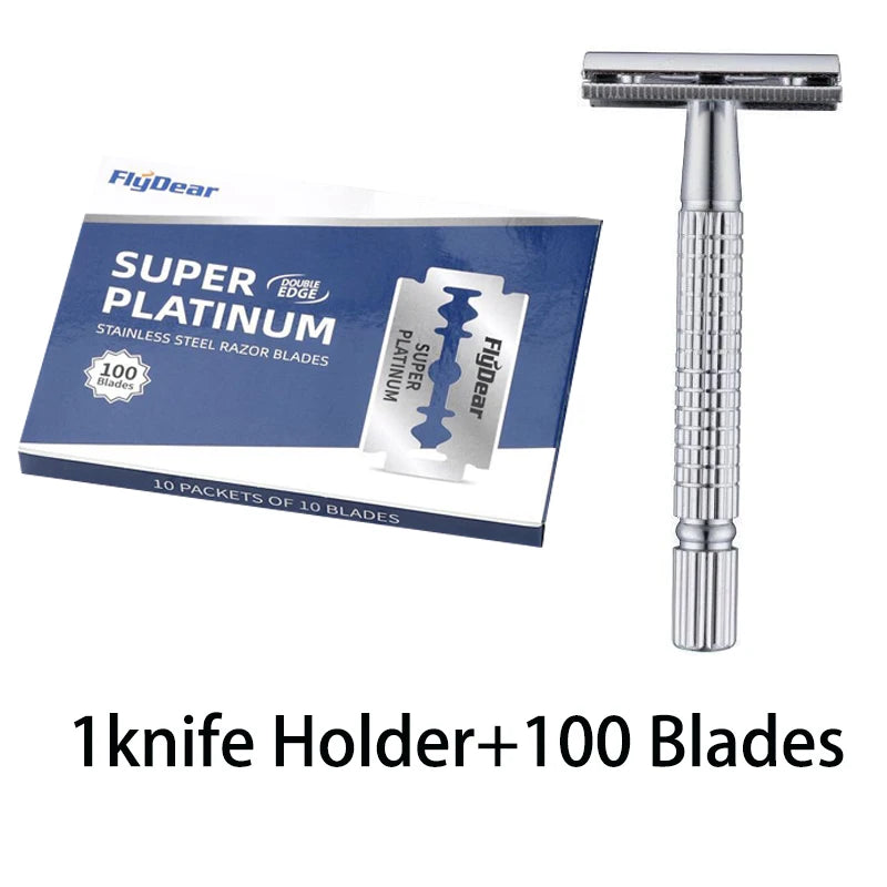 LuxuryGlow Stainless Steel Double-Blade Safety Razor – Manual Shaving Razor for Men
