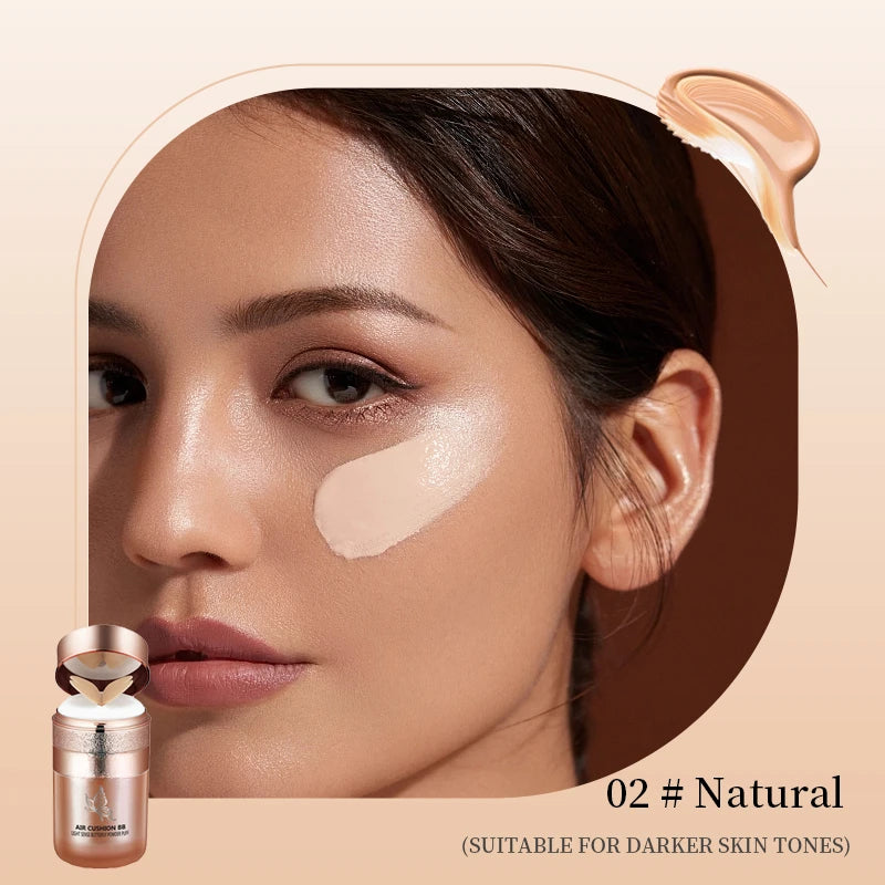 SAKSRAAR Air Cushion BB Cream: Base de maquillaje hidratante y resistente al agua con efecto mariposa | Ilumina, controla la grasa y corrector para todo tipo de piel
