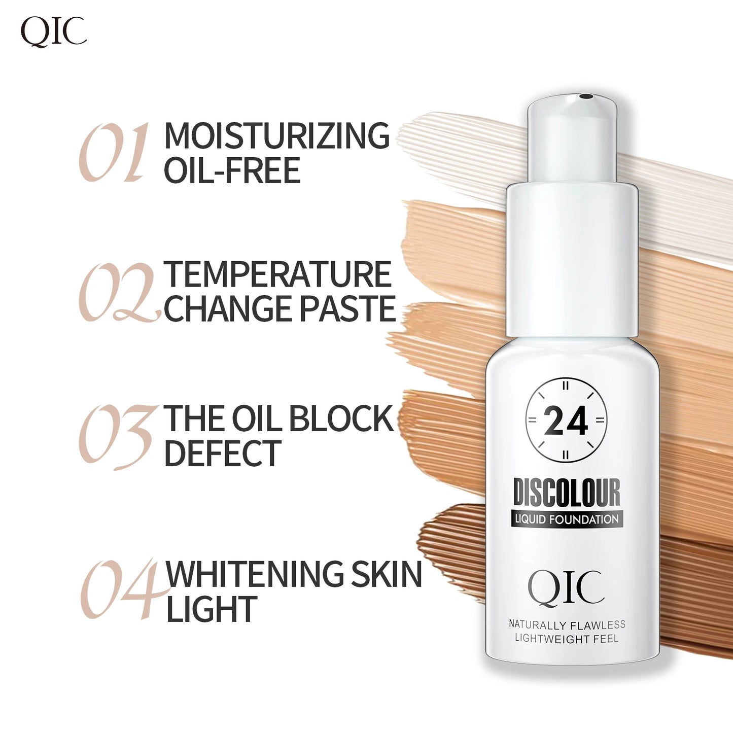 QIC Magic Color Changing Foundation – Long-Lasting, Hydrating, Matte Finish