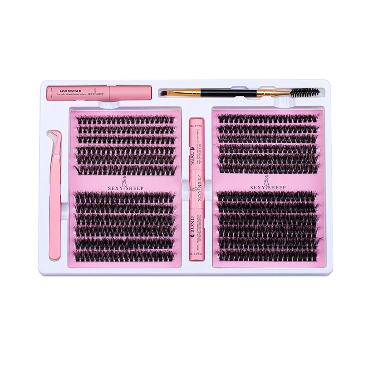 SEXYSHEEP DIY Eyelash Extension Kit with Glue, Remover, Lash Brush & Tweezers – Natural Cluster Lashes for Salon-Style Look at Home