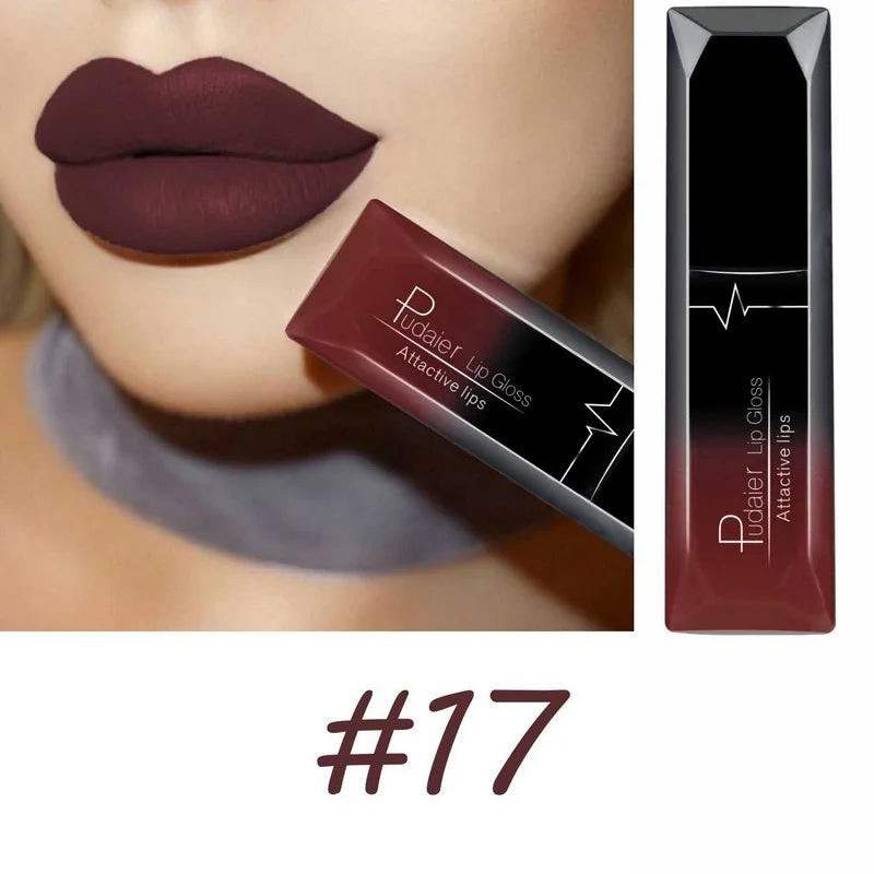 Lápiz labial líquido mate de larga duración LuxuryGlow de 17 colores: crema labial resistente a las manchas