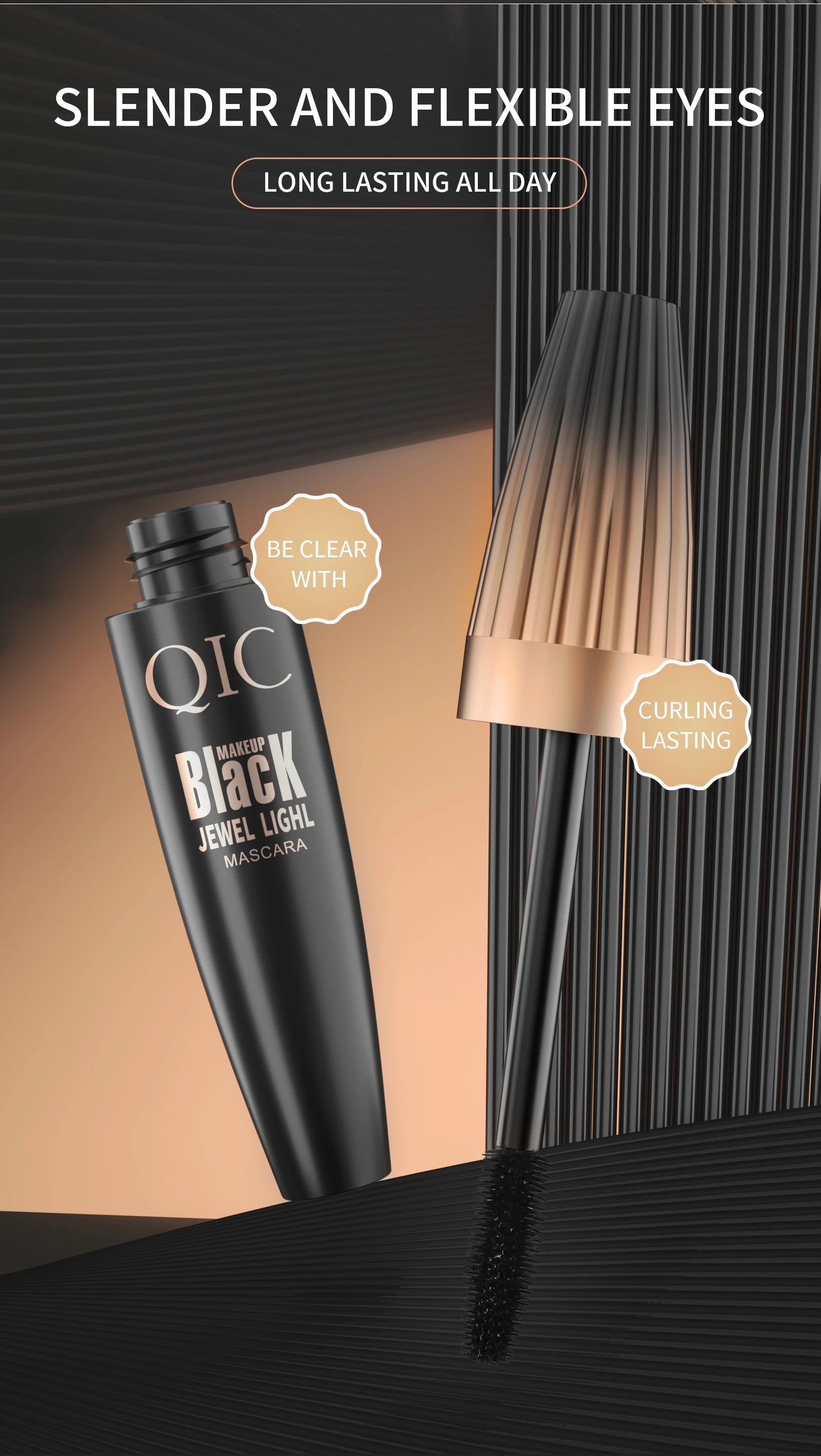 QIC 4D Waterproof Lash Mascara – Long-Lasting Curling & Thickening