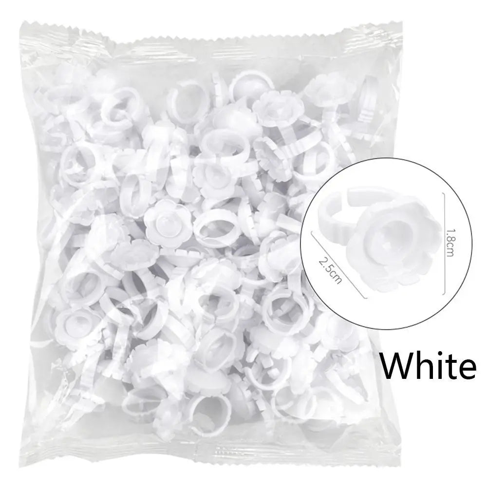 FOEONCO 100PCS Disposable Eyelash Glue Rings for Lash Extension & Tattoo Ink