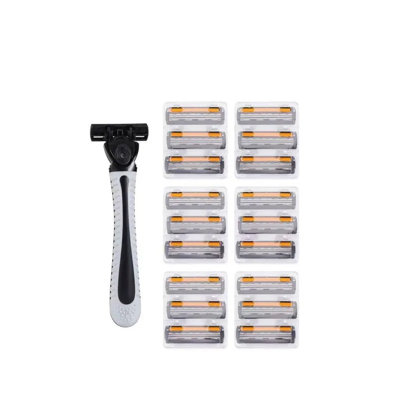 LuxuryGlow Triple-Blade Men's Razor | Reusable Shaver with Imported Blades for Smooth Shaving