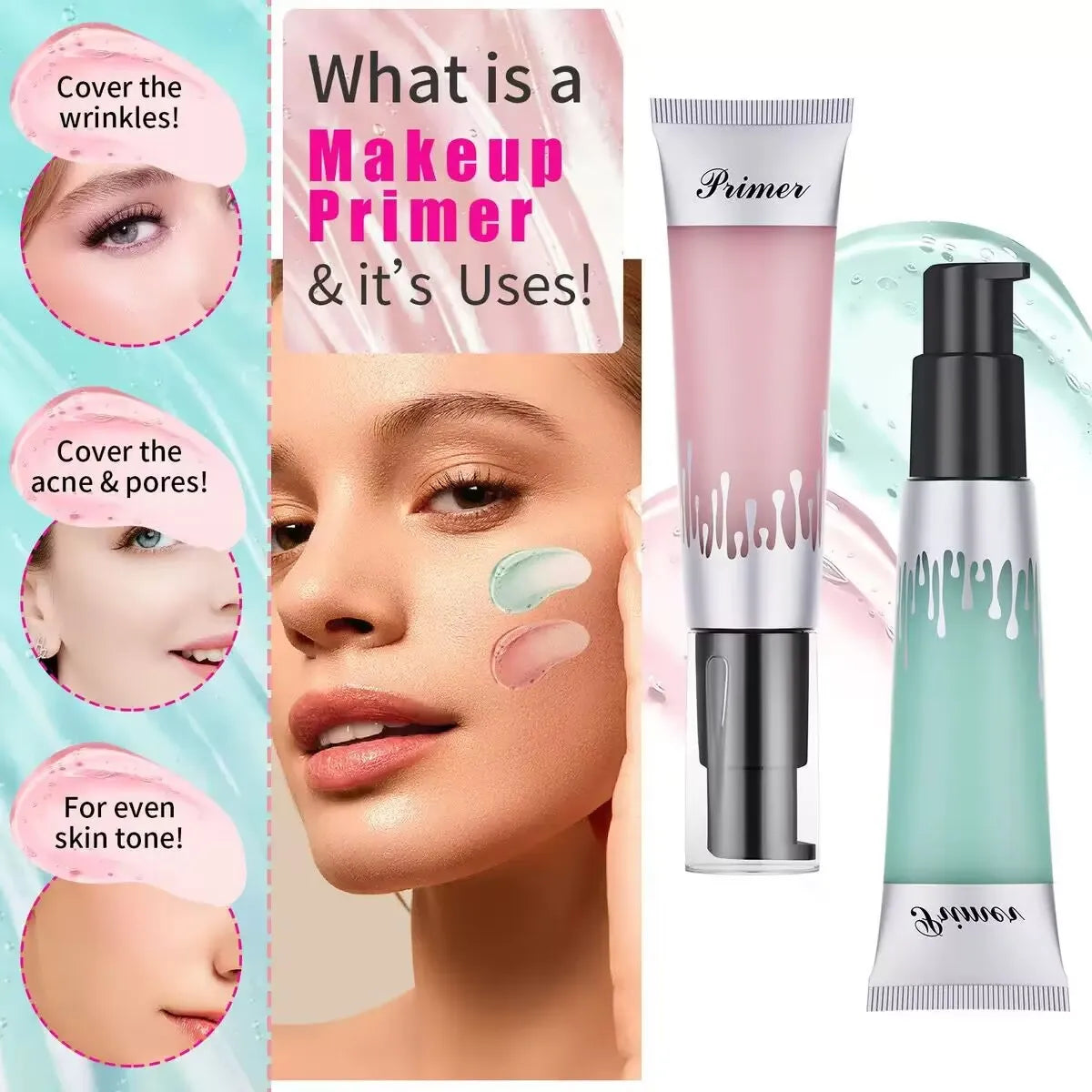 Prebase hidratante facial LUXURYTO Power Grip de 24 ml: minimiza los poros, suaviza y es una base de maquillaje de larga duración.
