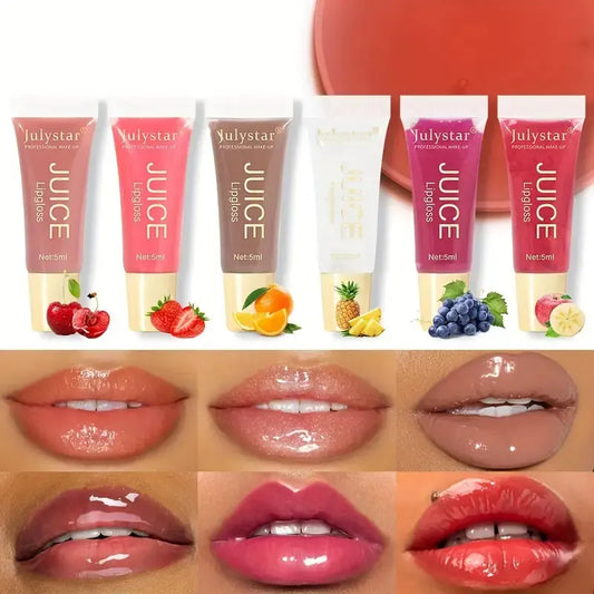 Julystar Crystal Clear Jelly Lip Oil – Moisturizing, Hydrating & Smoothing Lip Gloss with Fruity Scent