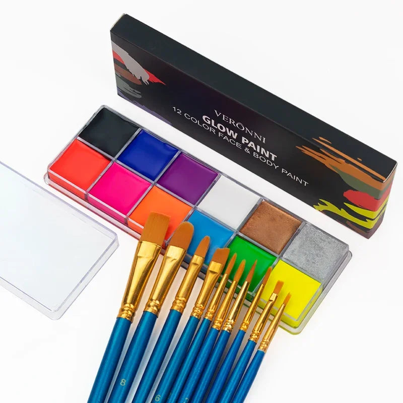 LuxuryGlow 20-Color Face & Body Oil Paint Set – Non-Toxic, Safe for Kids, Halloween & Cosplay Art Kit with Brush