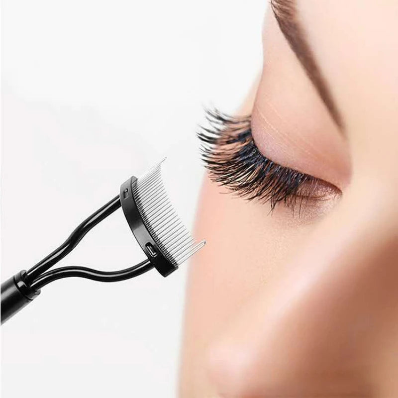LuxuryGlow Stainless Steel Eyelash Separator & Curler | Metal Teeth Mascara Comb
