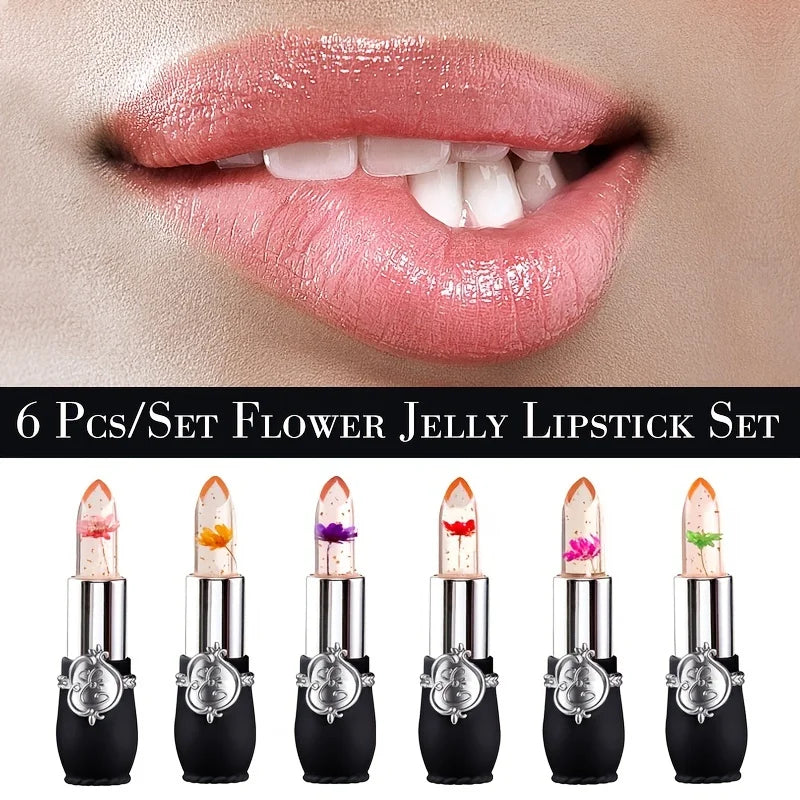 Set de labiales LuxuryGlow Flower Jelly: cambia de color, hidratante y de larga duración.