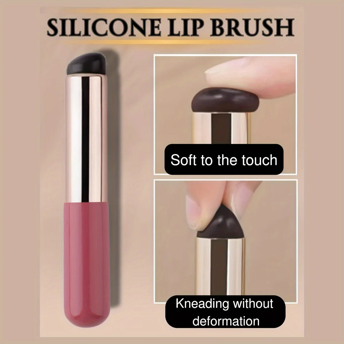 Pincel labial portátil de silicona LuxuryGlow con funda: miniaplicador para bálsamo y lápiz labial | Herramienta higiénica y fácil de transportar