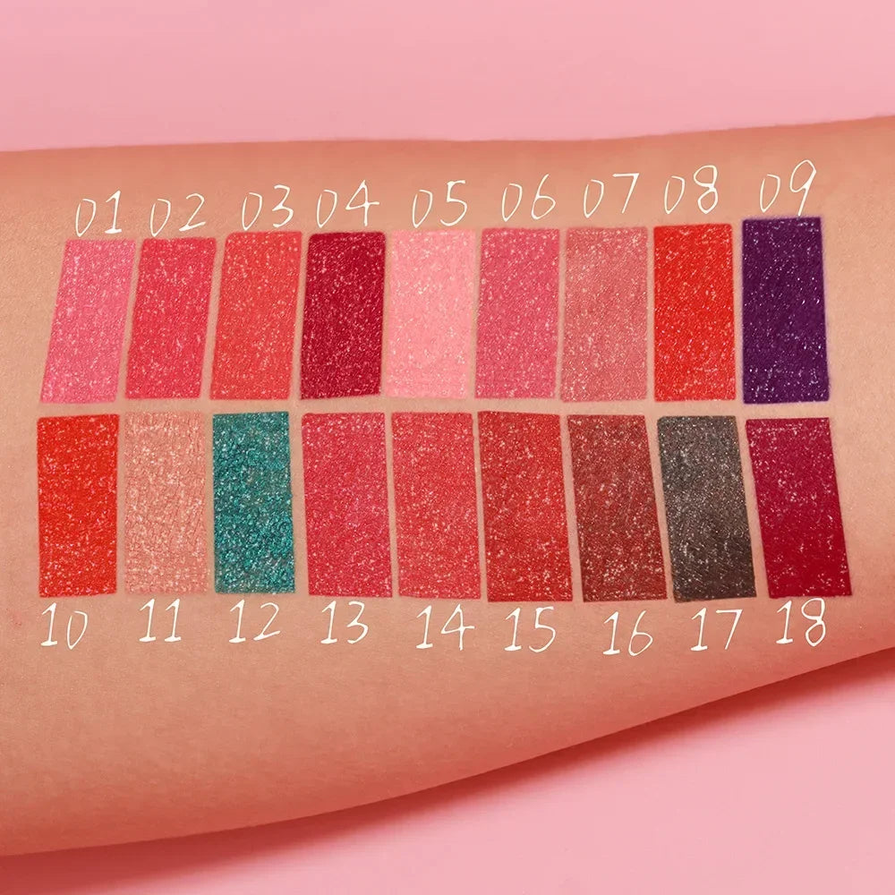 DUNUF Waterproof Pearlescent Lipstick – Long-Lasting Shimmer Lip Gloss for Daily & Stage Makeup