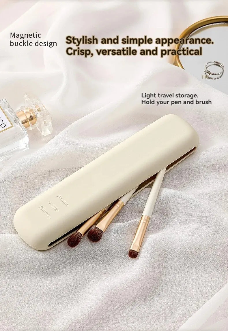 LuxuryGlow Silicone Makeup Brush & Brow Pencil Case | Dustproof Portable Travel Pouch