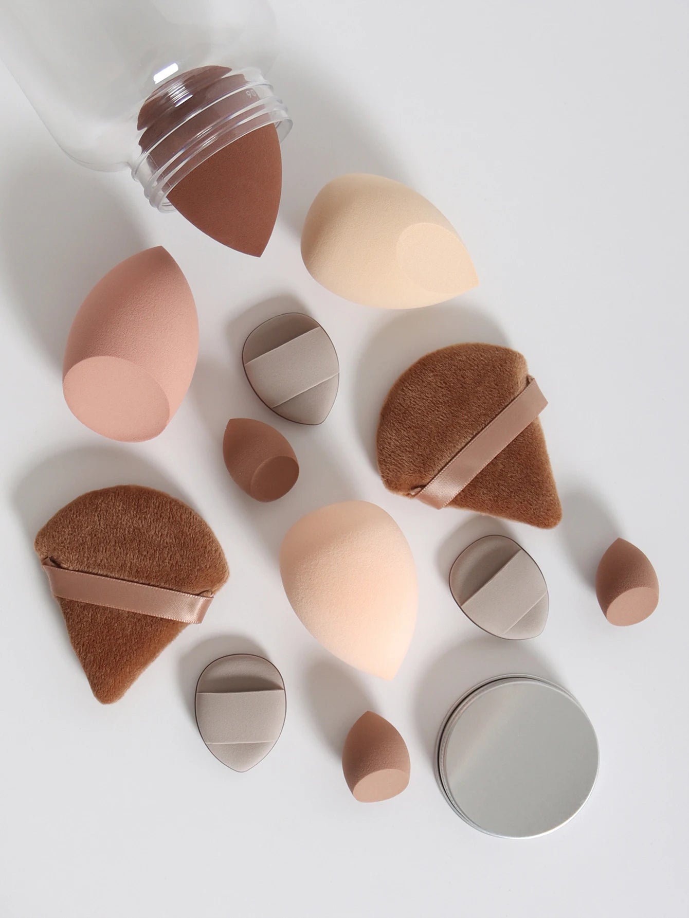 Esponjas de maquillaje de doble uso Luxury Glow, 12 unidades, con frasco de almacenamiento – Sin látex