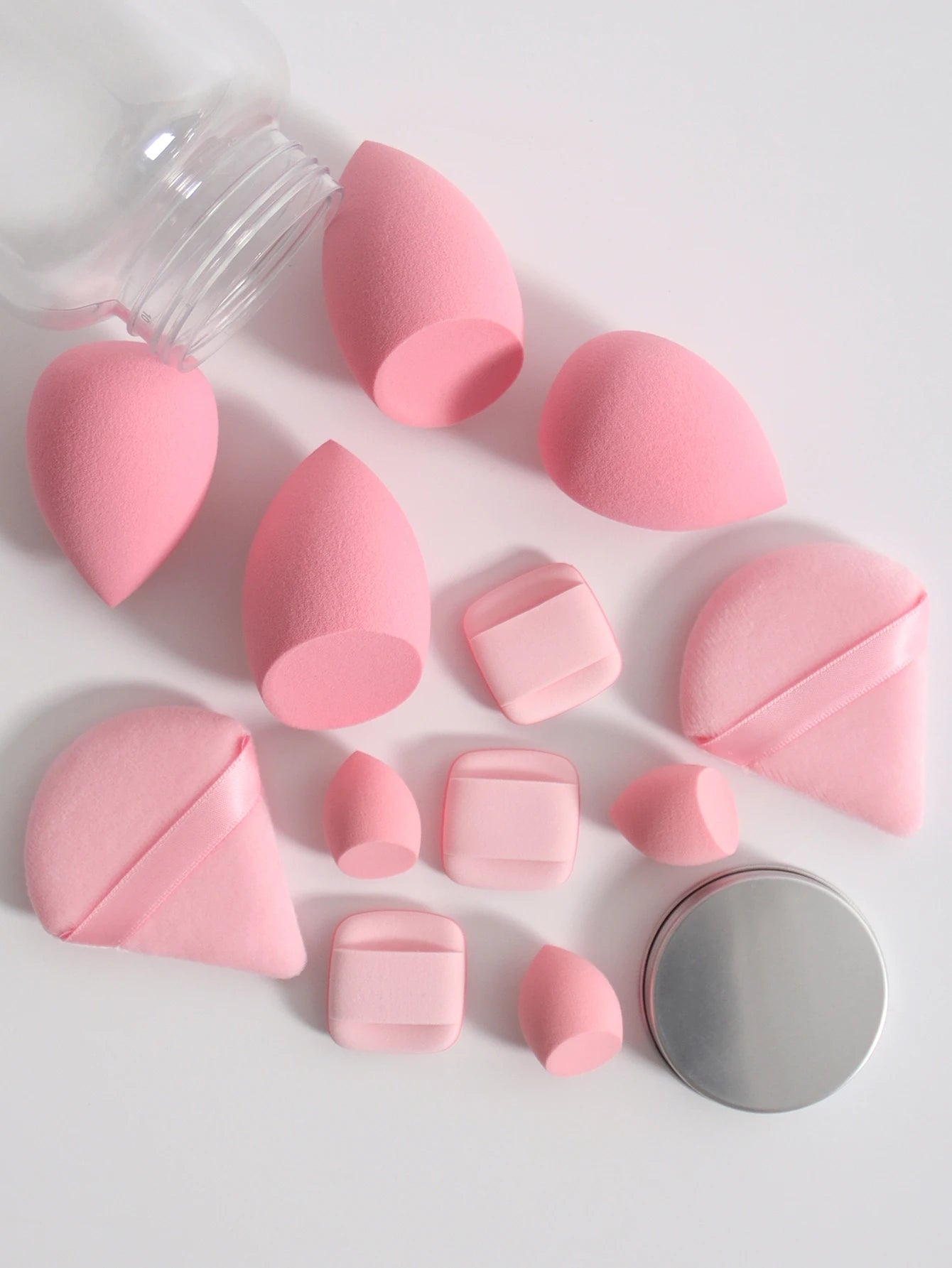 Esponjas de maquillaje de doble uso Luxury Glow, 12 unidades, con frasco de almacenamiento – Sin látex