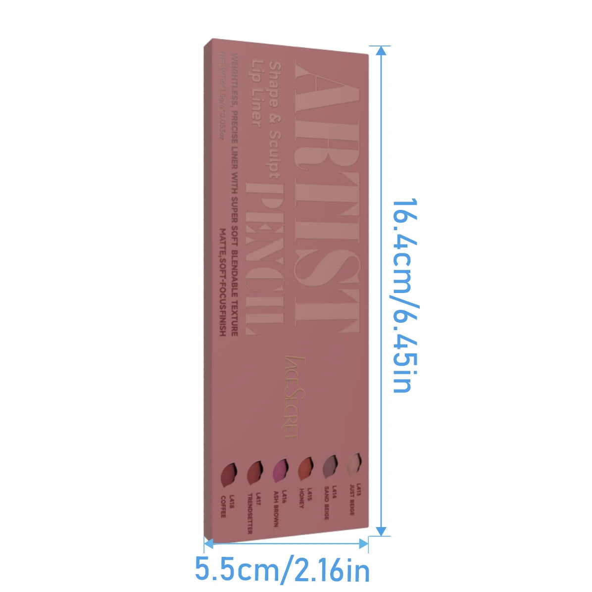 Lápiz delineador de labios mate LuxuryGlow Face Secret: resistente al agua, duradero y fácil de aplicar.