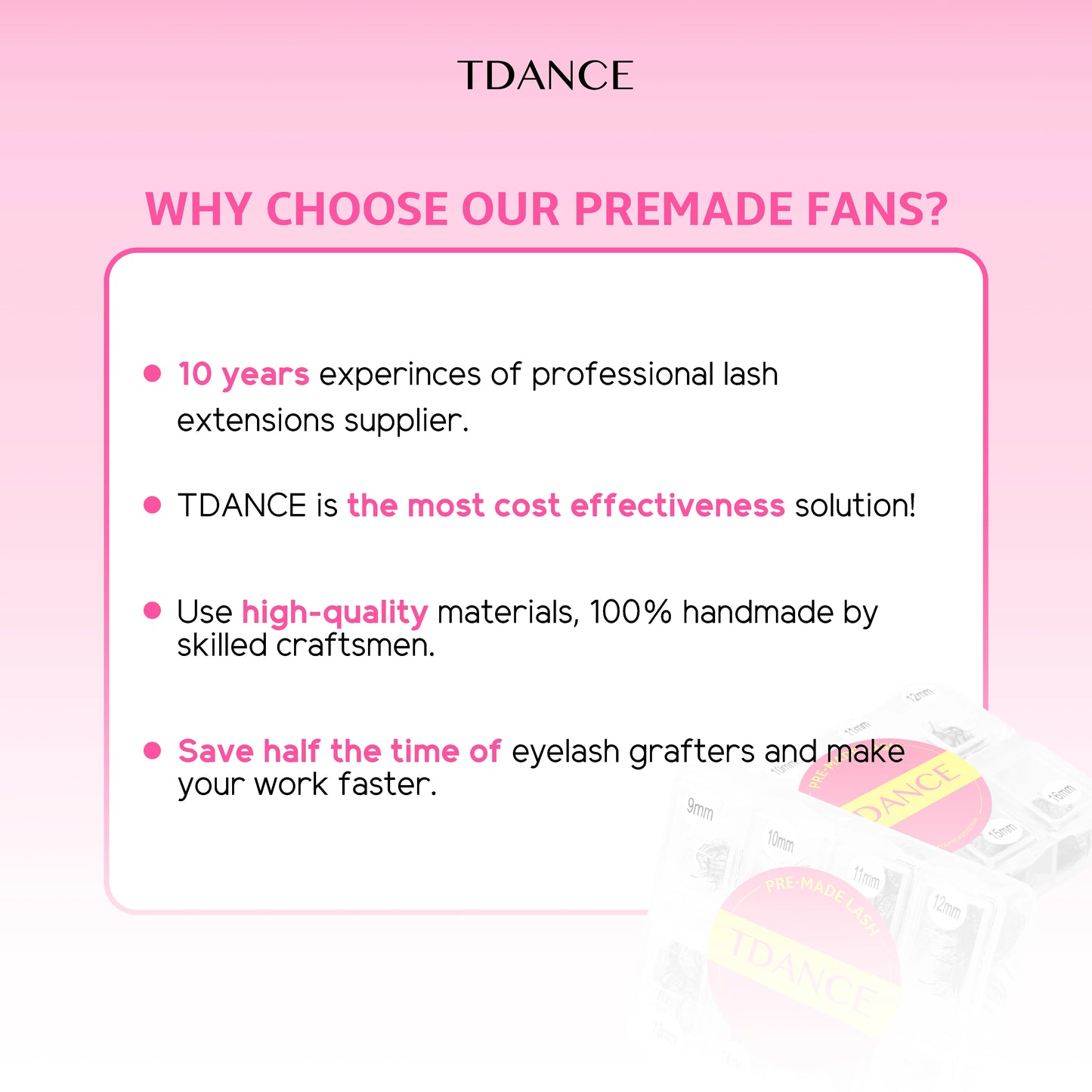 TDANCE 600 Loose Premade Volume Fans – Mixed Length Lash Extensions