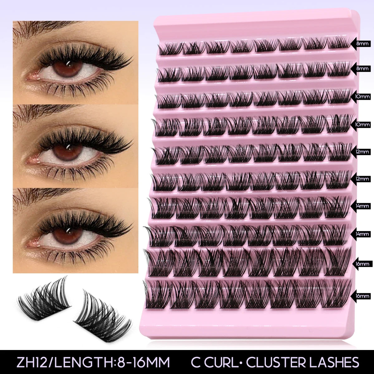 GROINNEYA DIY Lash Extension Kit – Individual Cluster Lashes with Glue & Remover (Natural Look)