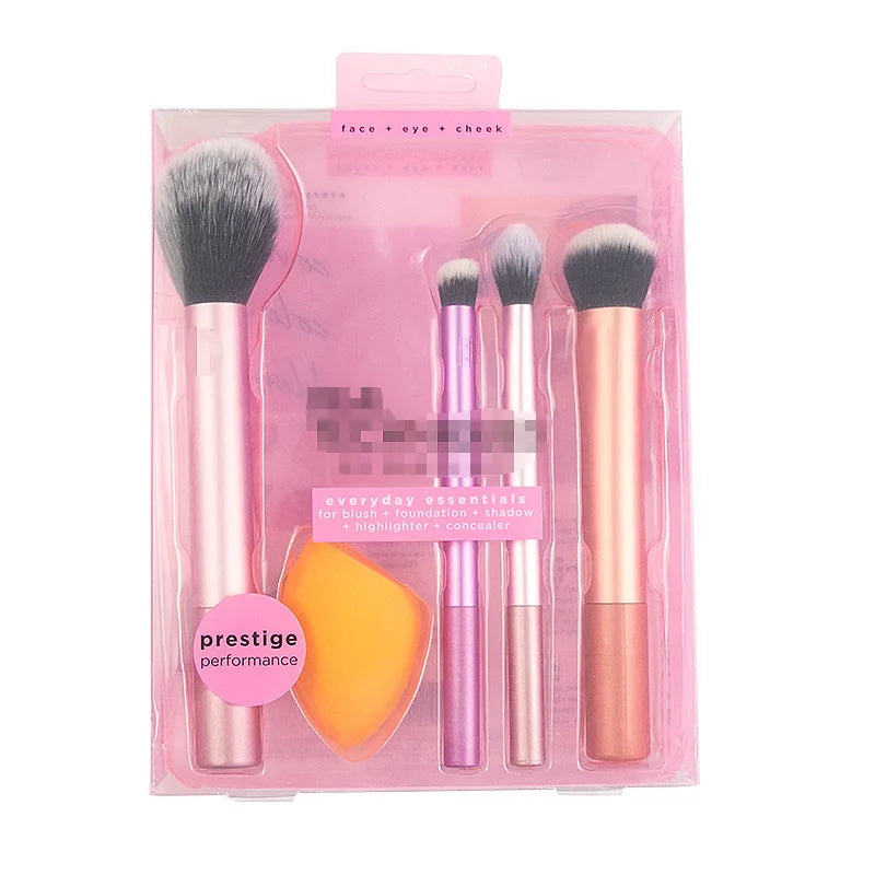 LuxuryGlow Complete Makeup Brush Set with Beauty Blender – Soft Wool Fiber for Face & Eyes