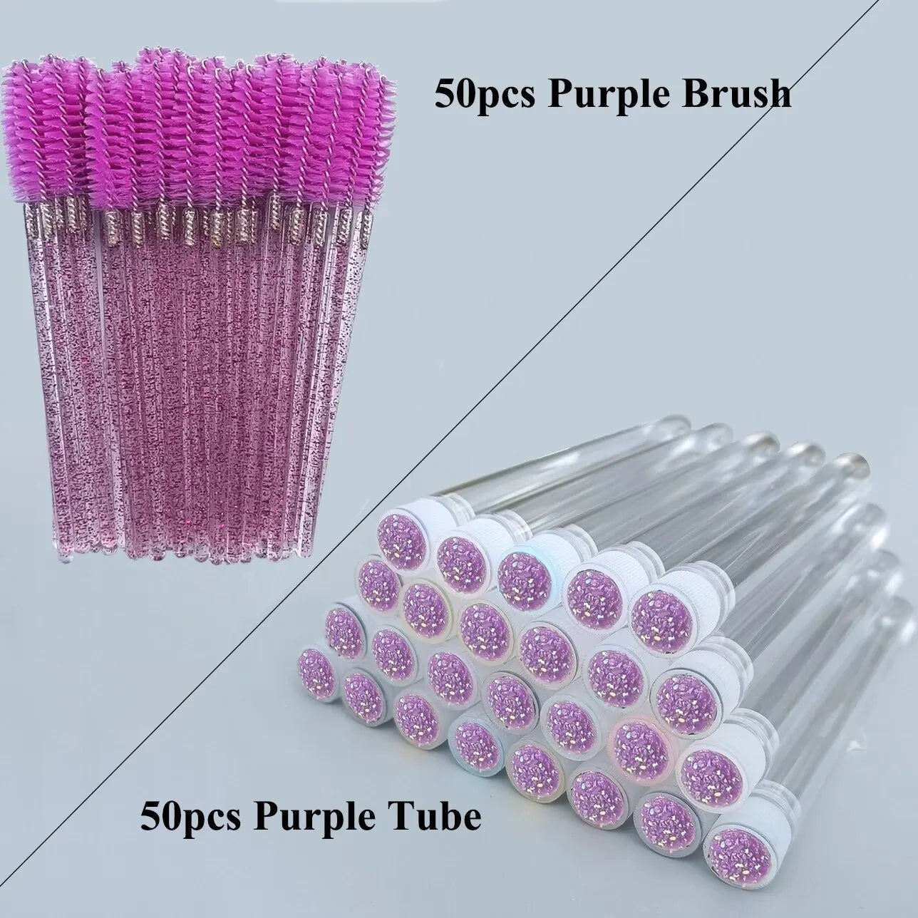 FOEONCO 50Pcs Reusable Diamond Eyebrow & Eyelash Brushes with Replaceable Heads