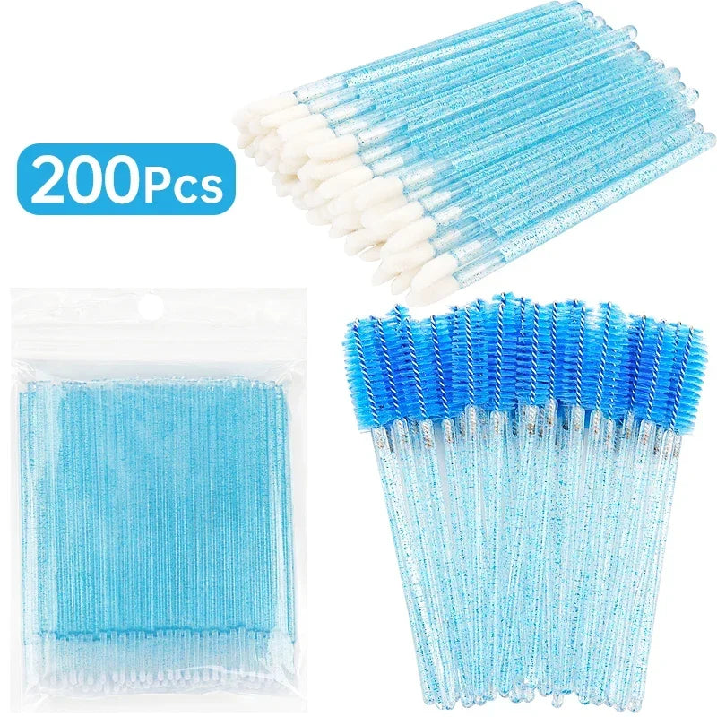 RUZOFO 200pcs Disposable Lash Brushes & Applicators Kit – Spoolies, Lip Wands, Micro Swabs
