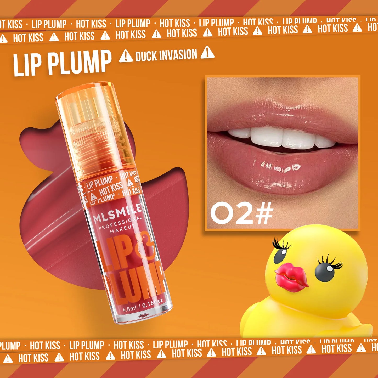 MLSMILE Aceite hidratante para labios con efecto voluminizador de pato: brillo hidratante de larga duración