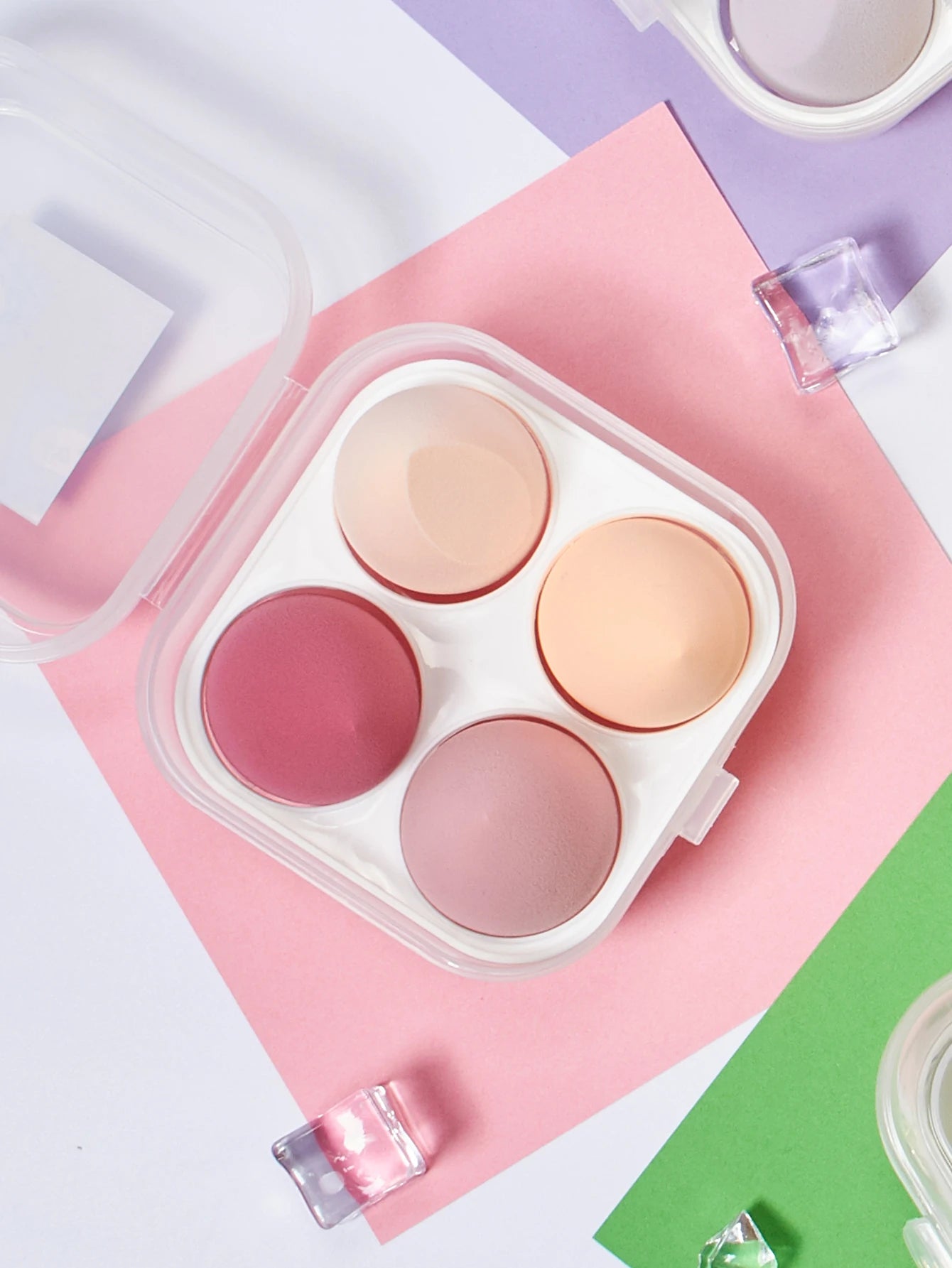 LuxuryGlow 4-Piece Beauty Egg Makeup Sponge Set with Hygienic Storage Case – Flawless Finish
