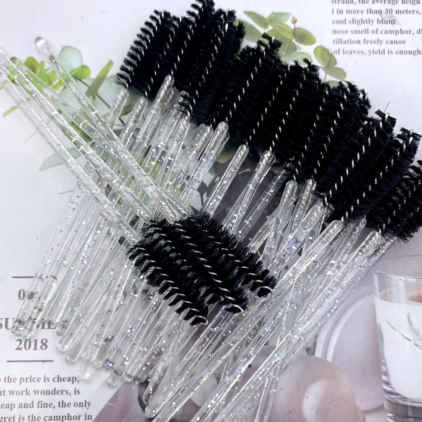 ZANSE 50PCS Eyelash Brush Wands – Crystal Diamond Handle Mascara Applicator Set
